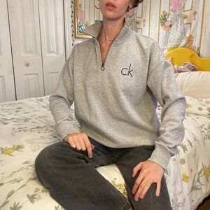 Small Grey Calvin Klein quarter zip sweater!